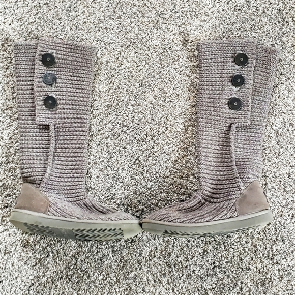 UGG | Genuine Sheep Skin Knit Slouchy Button Accent Boots - Picture 1 of 7